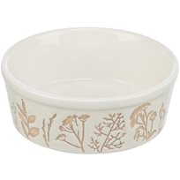 Keramikskål Växter vit/taupe