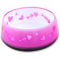 Kattskål Rosa Hjärtan med tung botten