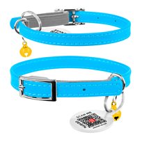 Halsband Kattunge Äkta Läder Blå