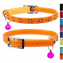 Katthalsband Läder Glamour Strass Blomma