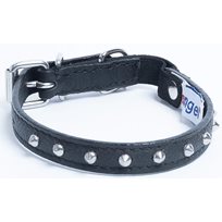 Katthalsband Genuine Leather med Nitar Svart