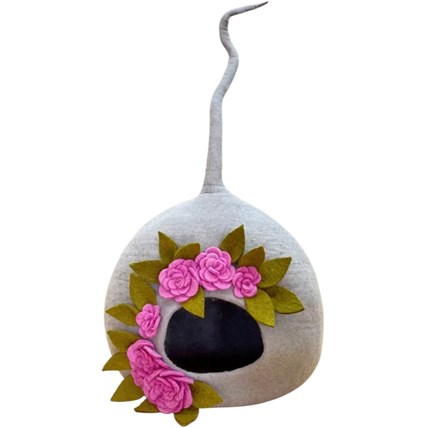 Blommig Kattgrotta i Filt