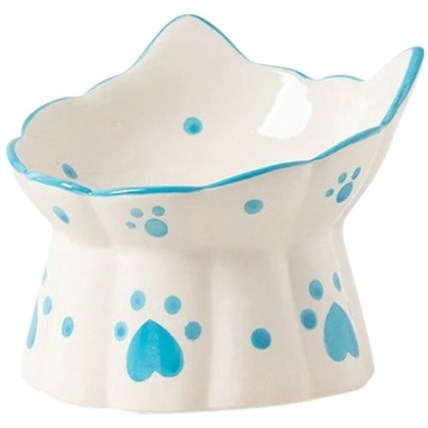 Kattmatskål Heart Luxury Ceramic Blå