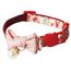 Katthalsband blommigt med pärla Röd