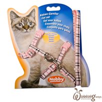 Kattsele med Kattkoppel Tartan Rosa