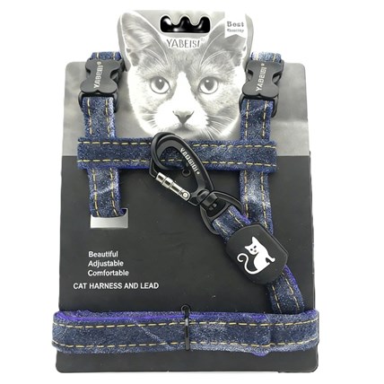 Kattsele i jeanslook Blå