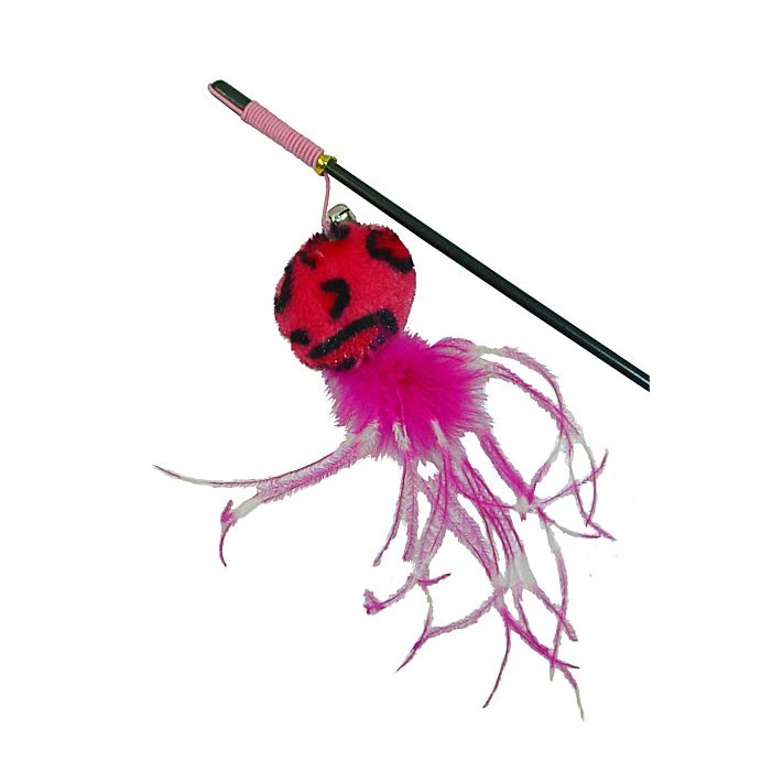 Kattleksaker Cat Wand Pink Ball with Bell