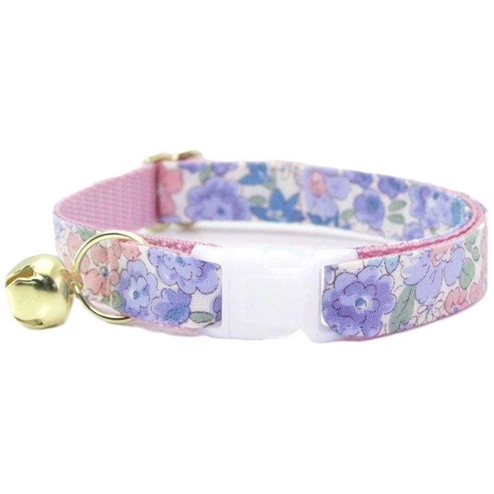 Katthalsband Luxurious Willow ljusrosa- lila & blå blomma