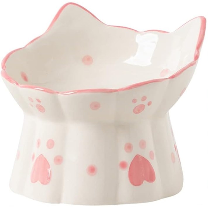 Kattmatskål Heart Luxury Ceramic rosa
