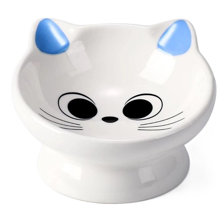 Kattmatskål Cat Face Tilt Blå