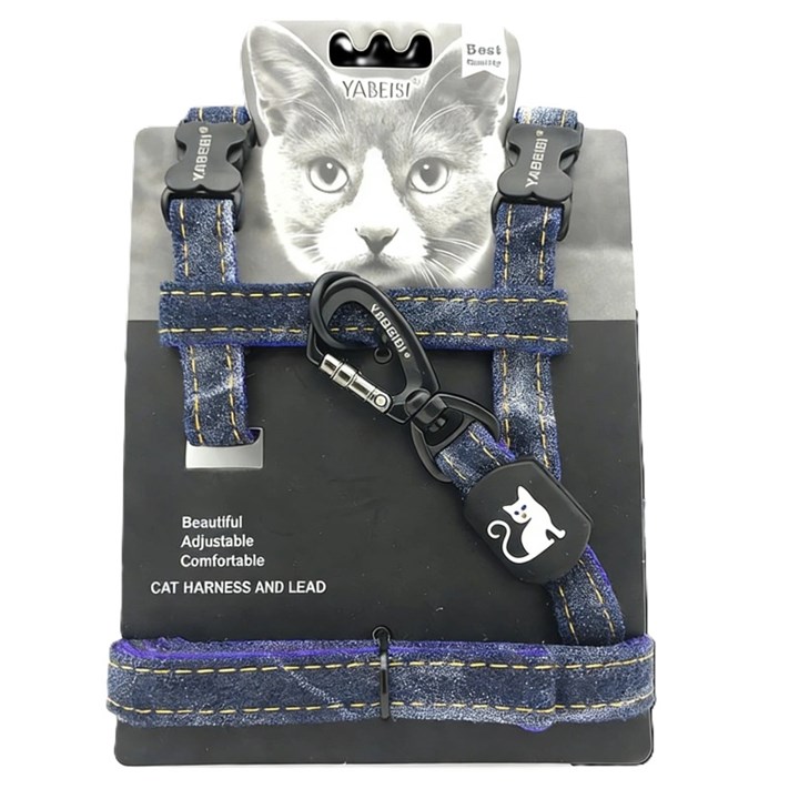 Kattsele i jeanslook Blå