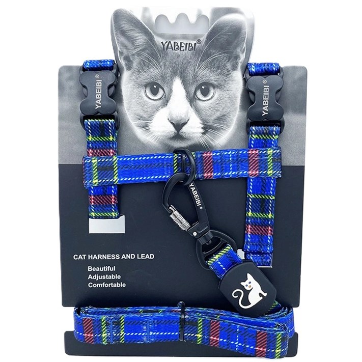 Kattsele Rutig Blå