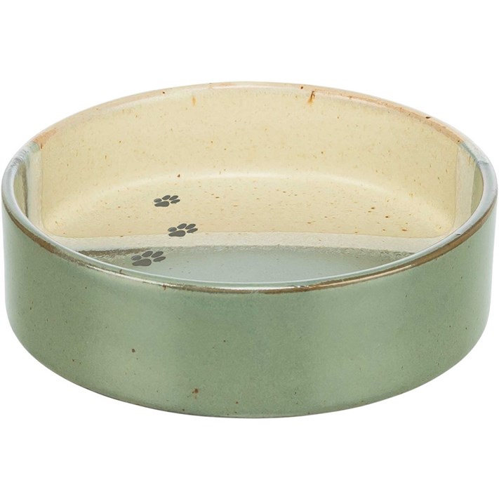 KattSkål keramik Hög Grön/Beige