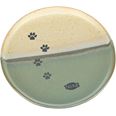 Kattskål keramik Låg Grön/Beige