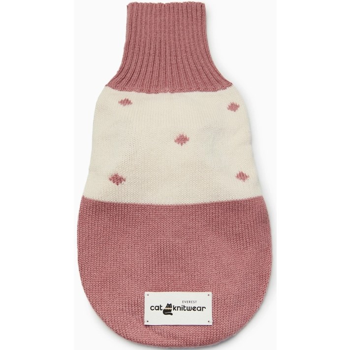 Kattjumper 100% Merinoull Rosa Prickigt Mönster