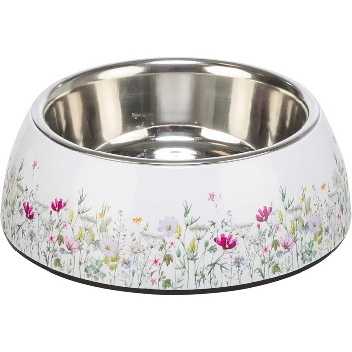 Skål rostfri med blommönster S
