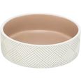 Keramisk kattskål med mönster vit/beige