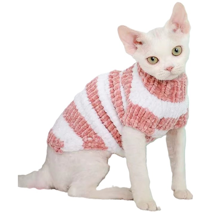 Katttröja Rosa/vita Ränder