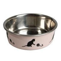 Matskål Rosa med kattmotiv