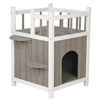 Cats Home med balkong grå och vit