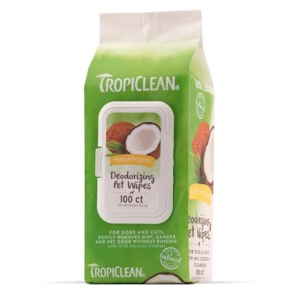 TROPICLEAN HYPO ALLERGENIC WIPES 100ST