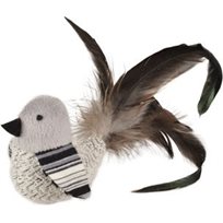Kattleksak Prassel fågel med fjädrar och skrammel