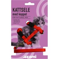 Ozami Kattungesele med koppel Röd