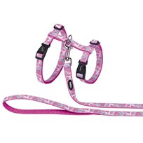 Kattsele + koppel XL camo Rosa