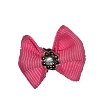 Hundrosett liten med sten Neonrosa