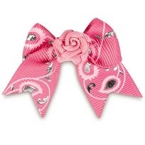 Hundrosett Printed Bows Silver/Rosa