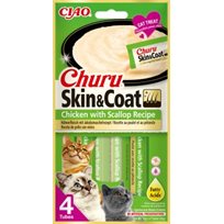 Kattgodis CHURU SKIN & COAT CHICKEN & SCALLOP 4ST