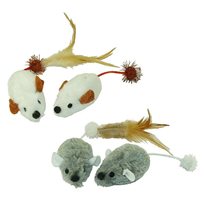 Kattleksaker Plush Mice with Tail 2-pack
