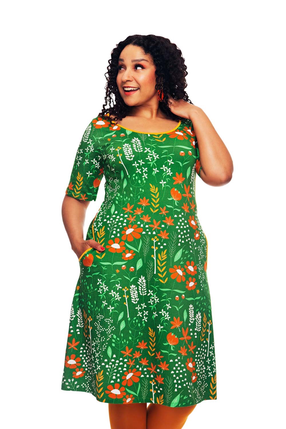 Magda dress Bladverk Grön