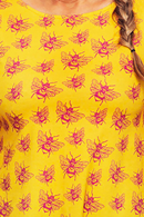 Anita tunika Humlor - mönstrad lång topp i ekologisk bomullstrikå