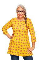 Anita tunika Humlor - mönstrad lång topp i ekologisk bomullstrikå