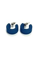 Marie smycken Earrings in resin half hoops 60s jeans blue