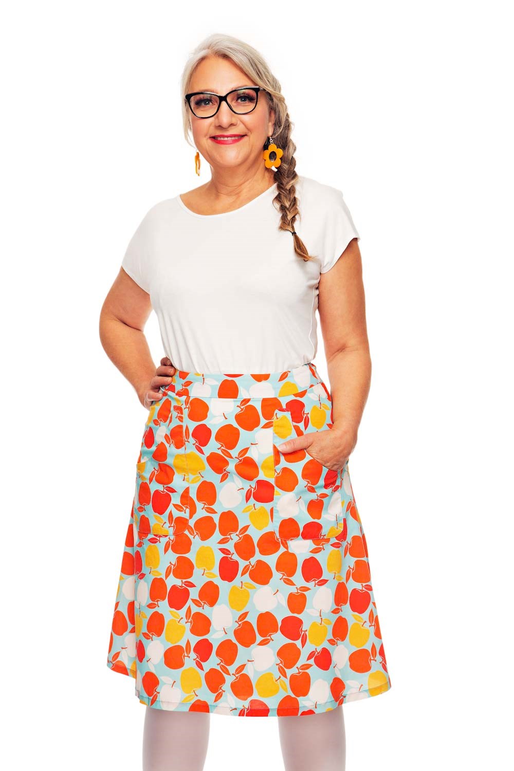 Sonja skirt Äppelriket - apple print skirt for summer in cotton poplin