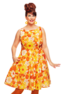 Saga klänning Dag Orange | blommig festklänning