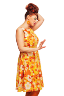 Saga klänning Dag Orange | blommig festklänning