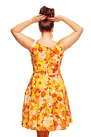 Saga klänning Dag Orange | blommig festklänning