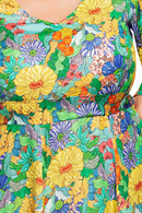 Greta dress Illusion Färgglad - Turquoise floral print maxi dress in Lyocell