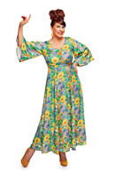 Greta dress Illusion Färgglad - Turquoise floral print maxi dress in Lyocell