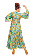 Greta dress Illusion Färgglad - Turquoise floral print maxi dress in Lyocell