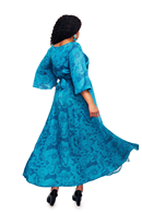 Greta dress Rörelse Blå - Blue floral print maxi dress in Lyocell