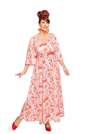 Greta dress Rörelse Röd - Red floral print maxi dress in Lyocell