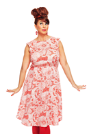 Malin klänning Rörelse Röd - Ärmlös blommig sommarklänning