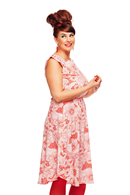 Malin klänning Rörelse Röd - Ärmlös blommig sommarklänning