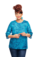 Elsie top Rörelse Blå - Blue floral print blouse in lyocell