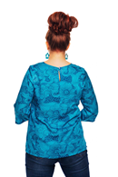 Elsie top Rörelse Blå - Blue floral print blouse in lyocell