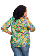 Elsie top Illusion Färgglad - Turquoise print blouse in lyocell